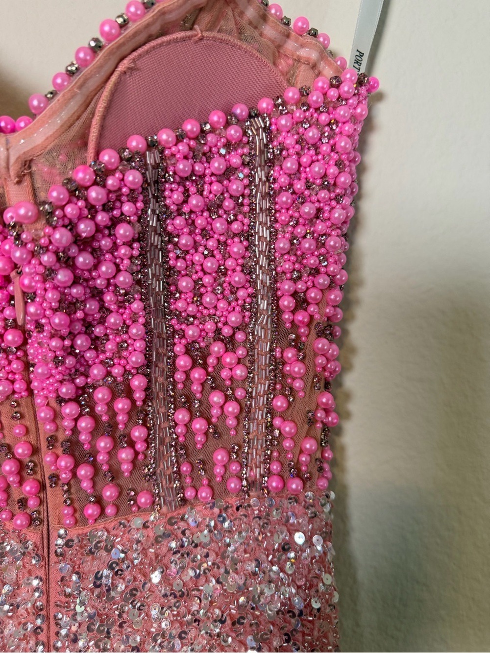 Portia & Scarlett PS26432C Pink Beaded Corset Gown Size 4 NWT $899 - Picture 14 of 16